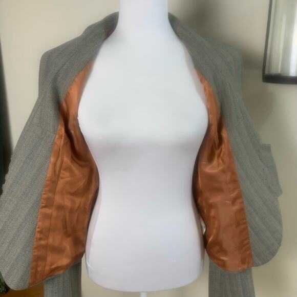 Classiques Entier Size 6 Blazer Jacket Gray Rust Pumpkin Stripe Career Office - Picture 10 of 16